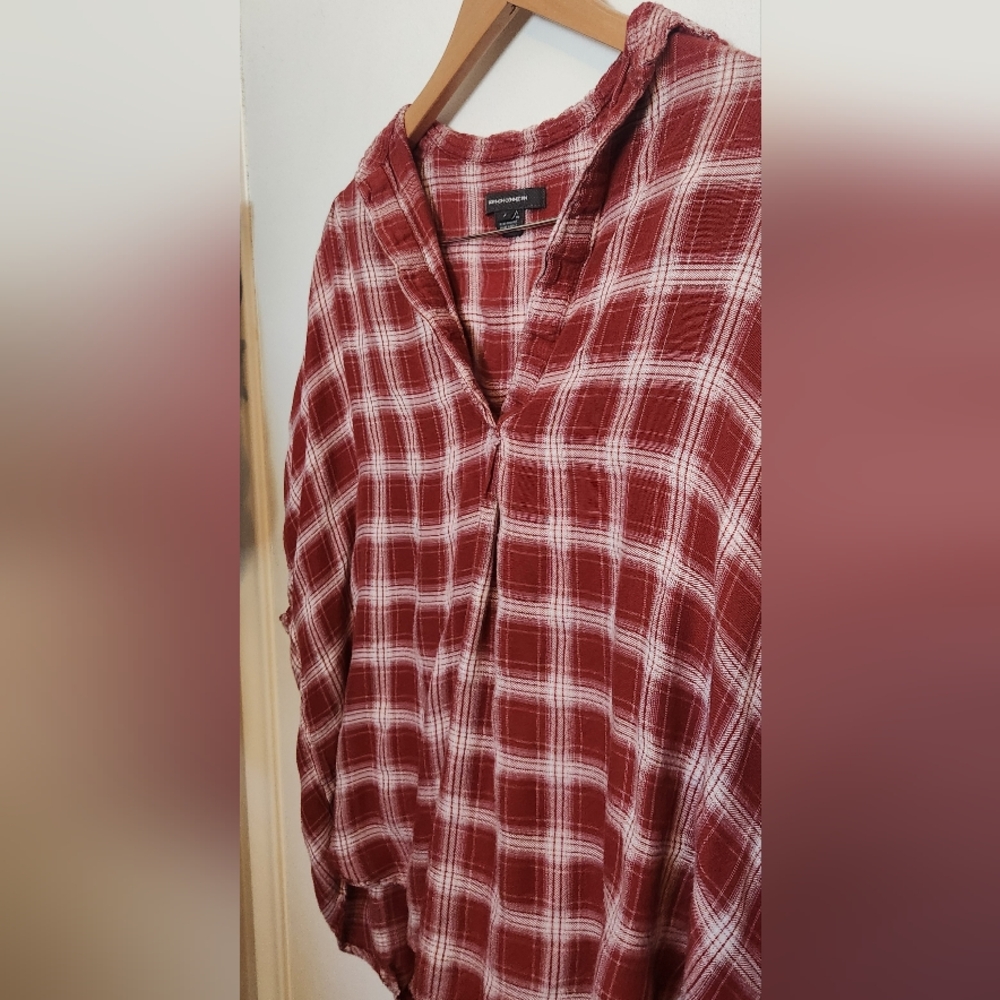 French Connection Burgundy Plaid Shirt - Picture 3 of 5